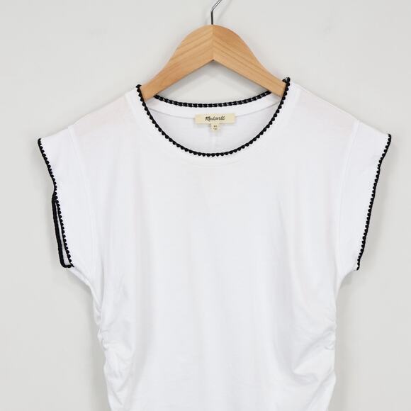 Madewell Side-Cinch Muscle Tee White Black Size XS NWT - Picture 3 of 10
